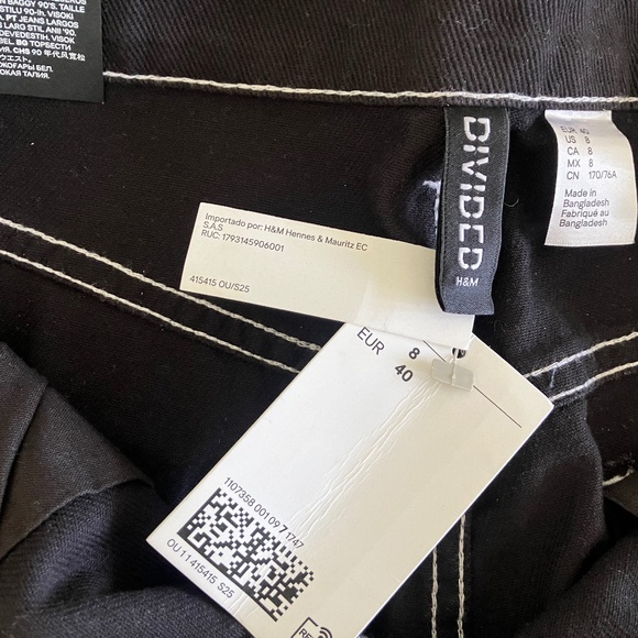 H&M 90s Baggy Cargo Jeans Black NWT Size 8 - Picture 5 of 8